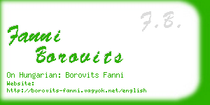 fanni borovits business card